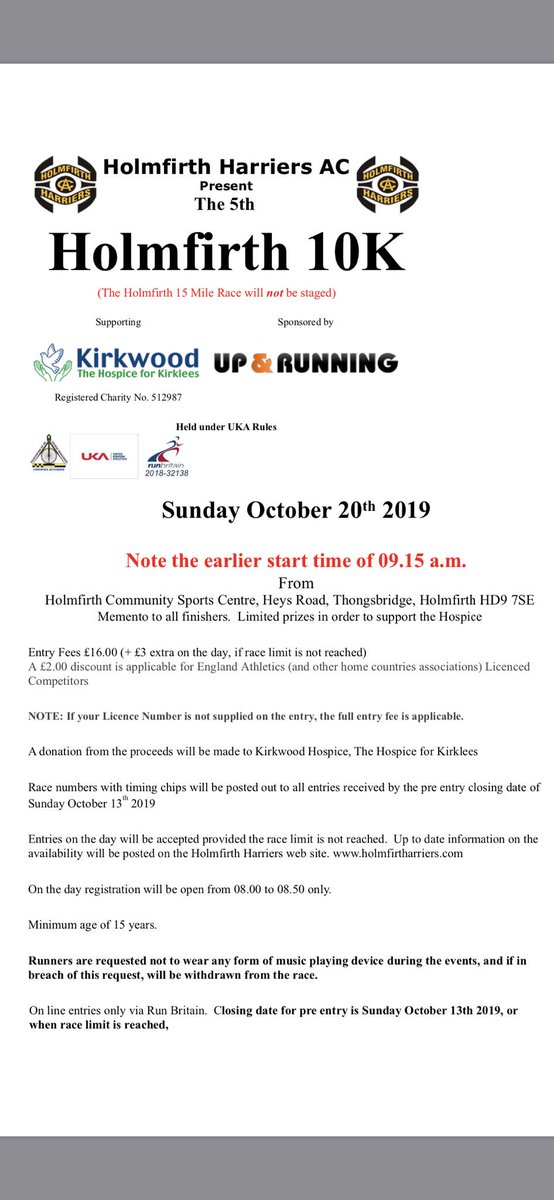 Details for the Holmfirth 10k on 20/10/19.
See you there!
.
#holmfirth #huddersfield #running