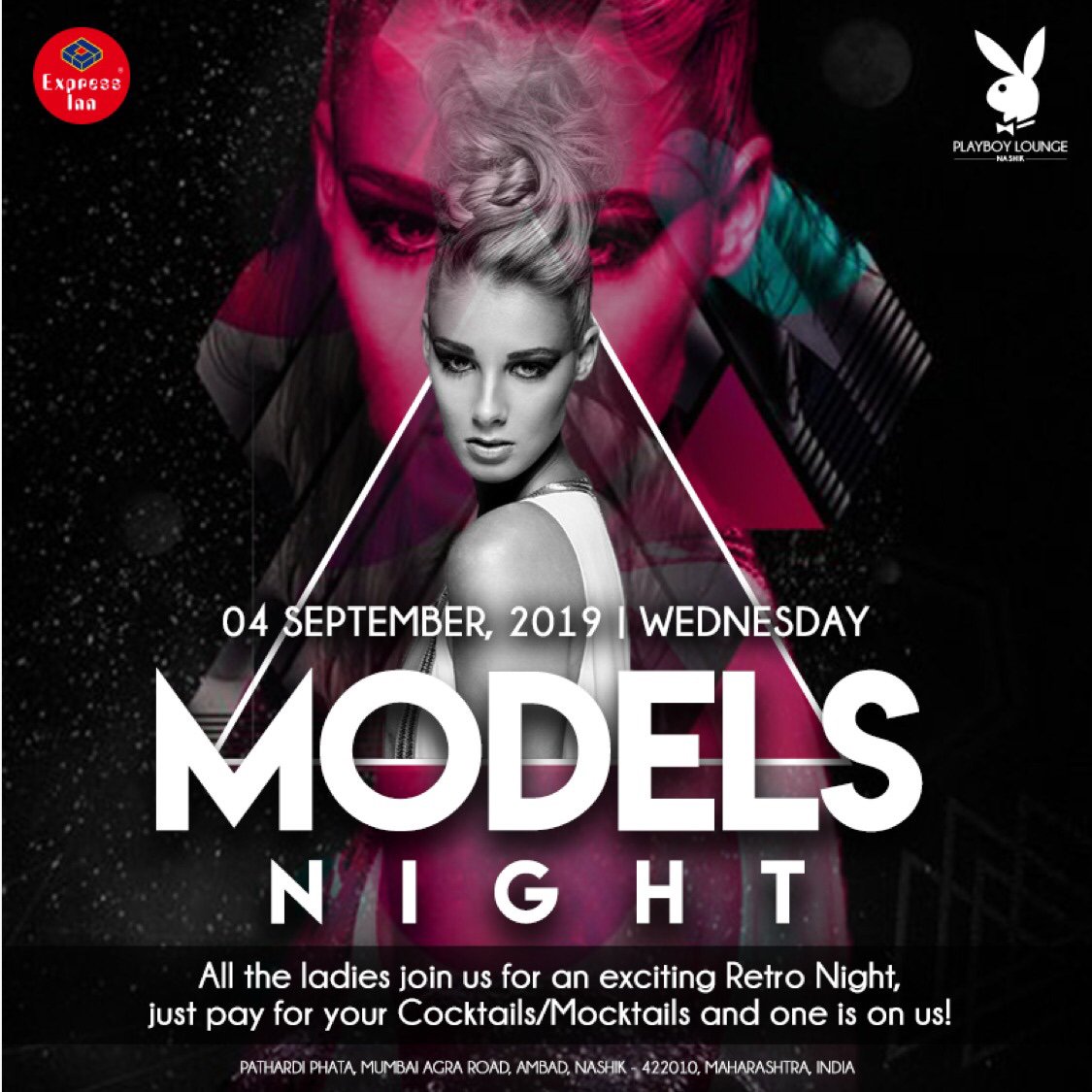 Playboy_Lounge's tweet photo. Strong women need strong drinks!
Join us at Playboy Lounge Nashik with your girlies for our Model's Night. Pay for just one cocktail/mocktail and next one is on us! 
*T&amp;C apply.

#PlayboyLounge #Playboy #ModelsNight #LadiesNight #GirlsNight #GirlsNightOut https://t.co/UY8NpnlEtk