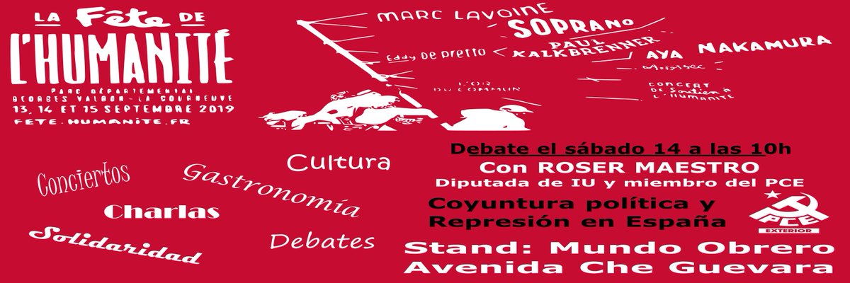 IUExterior's tweet photo. ¡Ven a la @FetedelHumanite! El @PCEExterior e @IUExterior organizamos charlas a las 10h en la caseta @mundoobrero:

🗓️ 14/9 con la diputada de @iunida @Roser_Maestro 👉 https://t.co/6zDg24jl7p
🗓️ 15/9 con @nereafercor, @NataRuizPoveda y @Normavonschumm1 👉 https://t.co/SeTKMGcoce https://t.co/NzDfk7jNkM