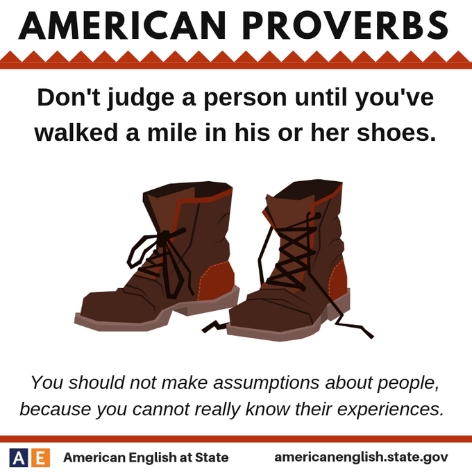 USEmbassySuva's tweet photo. Have you ever made an assumption about someone, only to learn you were wrong once you got to know them better? #AmericanEnglish #AmericanProverbs https://t.co/j8aKYW68Yh