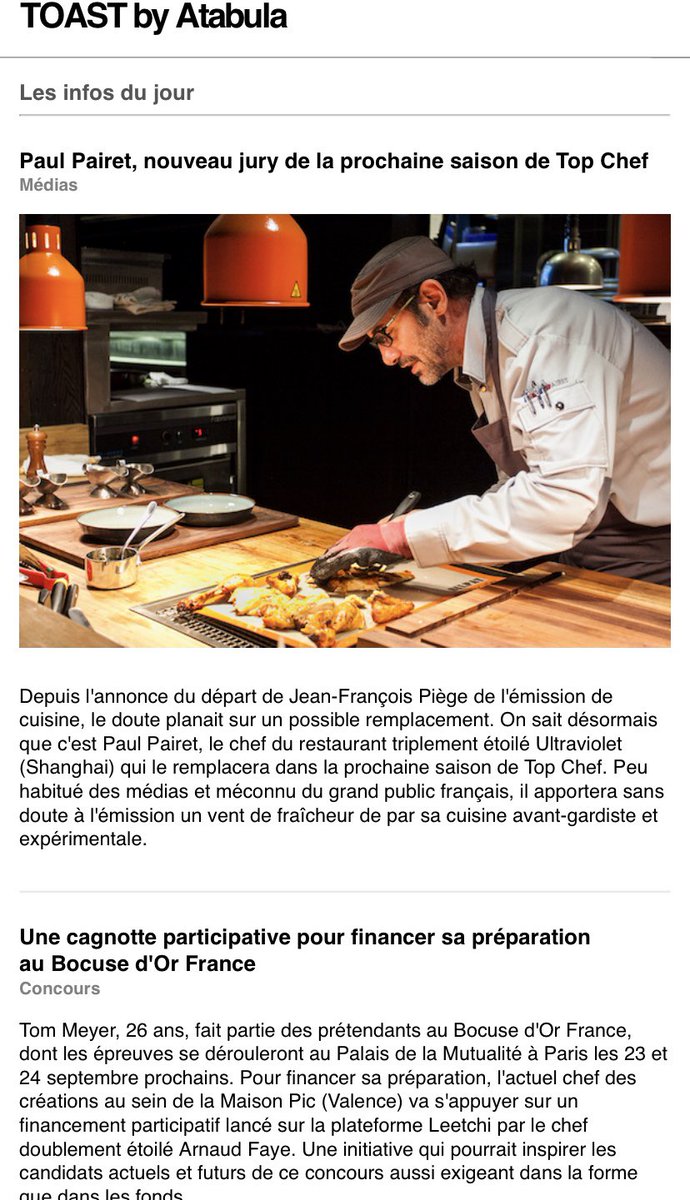 Merci @atabula_info pour cette brève sur la cagnotte @Leetchiweb lancée au profit du candidat France 🇫🇷 <a href="/TeamFrBocusedor/">TeamFrance Bocusedor</a> <a href="/Bocusedor/">Bocuse d'Or Official</a> Tom  Meyer