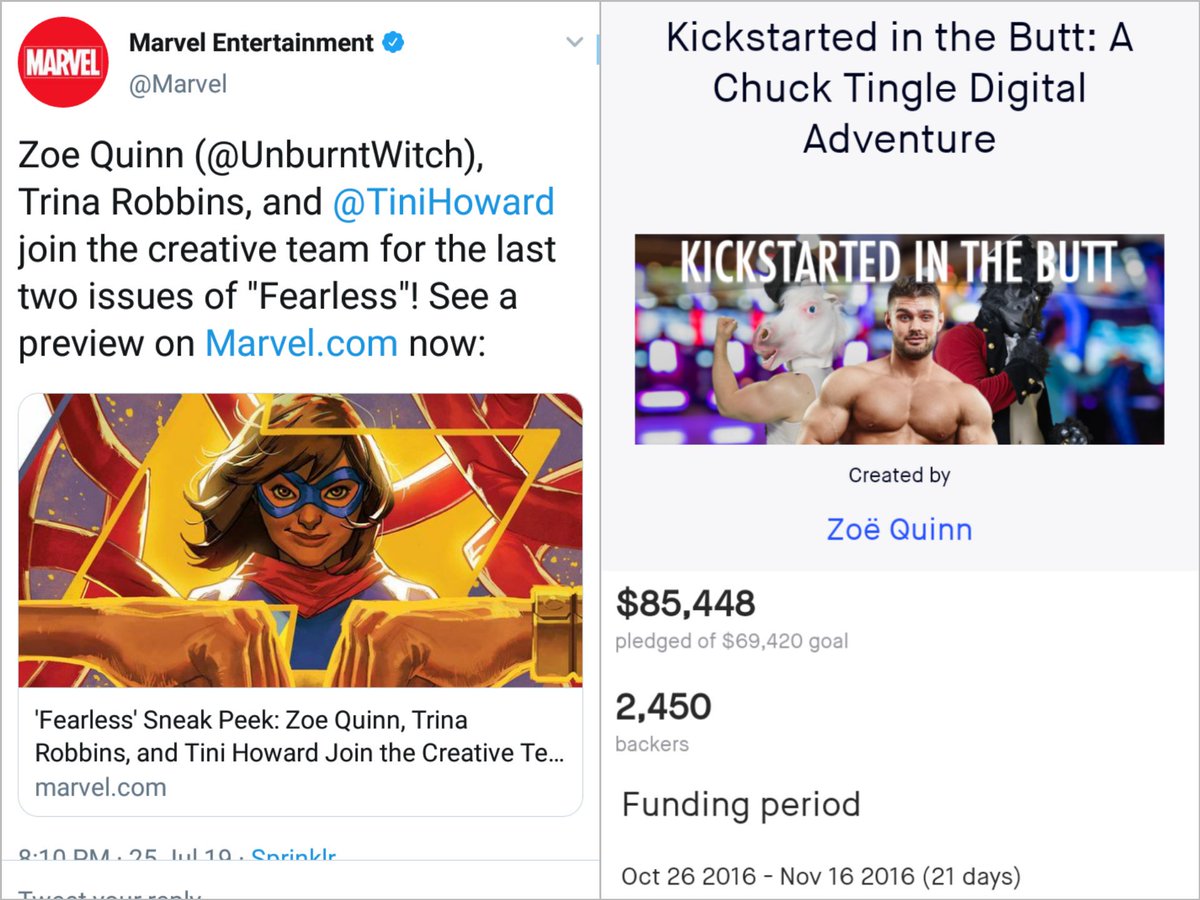 Dataracer117's tweet photo. In 2014 a porn photographer recognized Zoë Quinn from a 2007 job as "Locke Valentine"

She said Zoë was a vicious LIAR, scammer &amp; ex-stripper claiming to have "murdered a man" in NY

Marvel just hired Zoë after she stole $85k on Kickstarter. SJWs defend this liar &amp; her MeTooicide https://t.co/pWfLr5f7LH