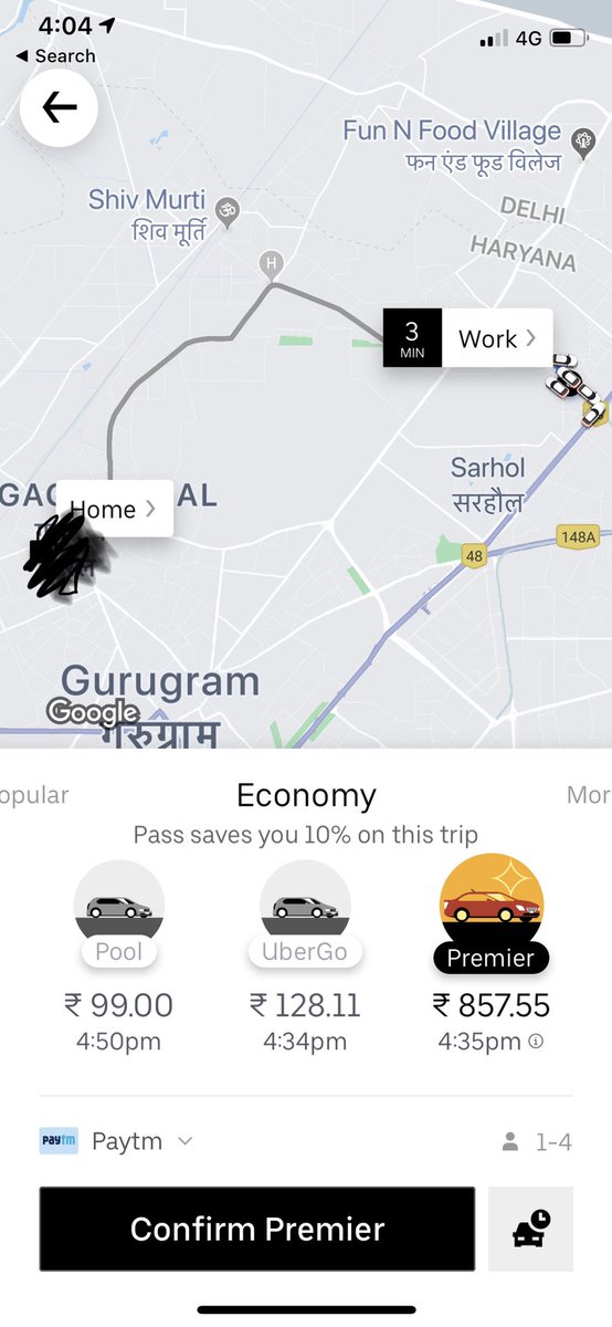 sur_arya's tweet image. Hey @Uber_India @Uber whats with this bug? Have a look at Uber premier charges on my ride. 🙄 #uberbug #uberindia #uber