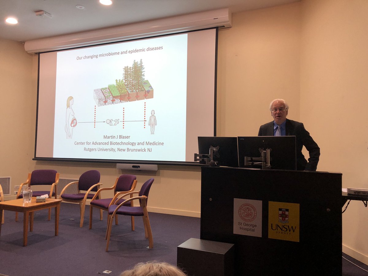 MRC_microbiome's tweet photo. We have the absolute pleasure of hearing Microbiome expert, author, professor of translational medicine and dear friend and mentor of @emadelomar Professor Martin Blaser present on the Microbiome evolution all the way from the USA. #missingmicrobes #MRCmasterclass #microbiome https://t.co/lftRYbDARw