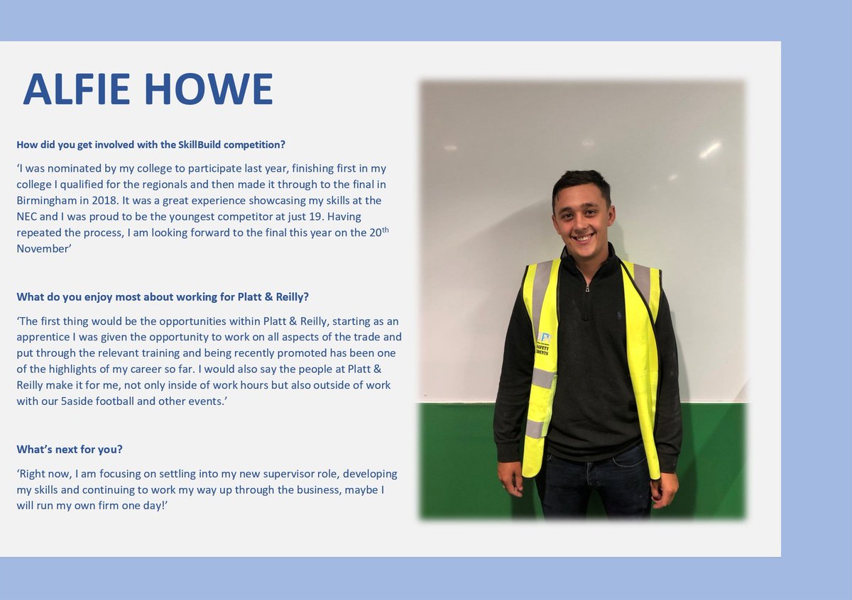 plattreilly's tweet photo. Its brilliant to have young people with such determination and drive within the business, we wish Alfie every success for the Finals and look forward to helping him progress with his career.
#Talent
#BuildSkillFinals
#Constructionapprentice https://t.co/SsVjRHqtKy