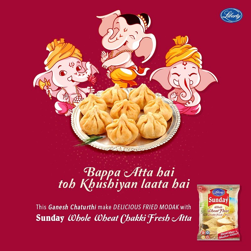 SundayKitchen1's tweet photo. Ganesh Chaturthi Celebration is incomplete without Modak in the Prasad.
Made with the dough of Sunday Whole Wheat Chakki Fresh Atta &amp; stuffed with a delicious mixture of coconut, khoya &amp; nuts
The Modak has rich aroma brought by the addition of few spoons of Saras Pure Cow Ghee https://t.co/bxR8hIAfOs