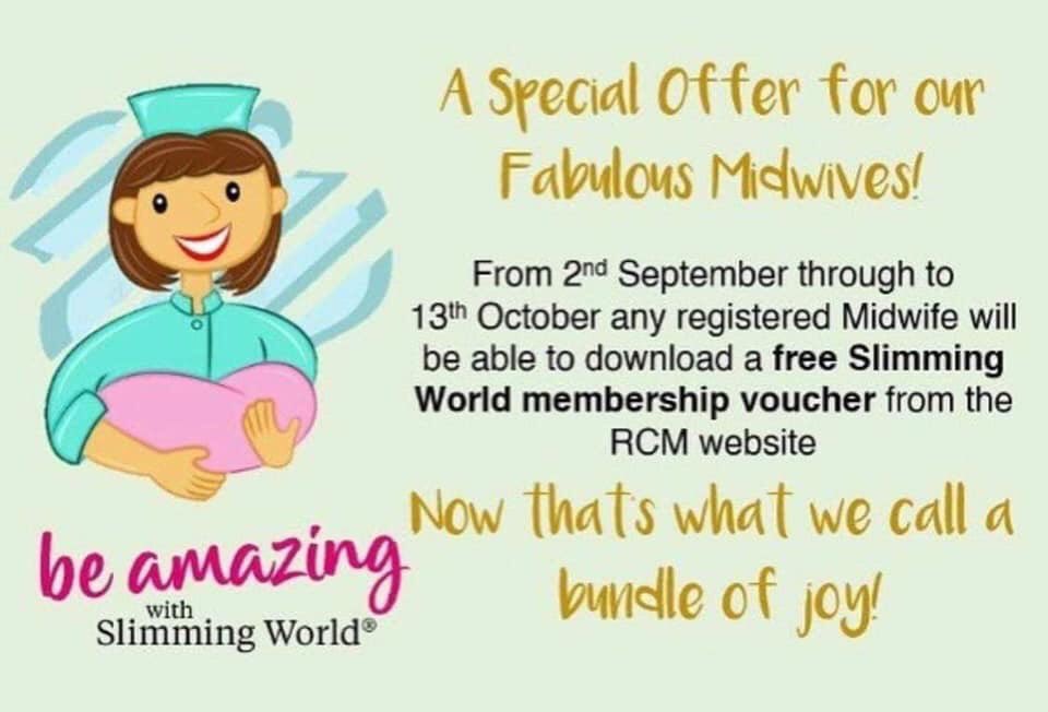 BexSWSelsey's tweet photo. Midwives do the most incredible job, and I love that Slimming World is in partnership with them, knowing that our plan is just lovely healthy food, suitable for all!! #midwives #slimmingworld https://t.co/9gzfxE6QJA