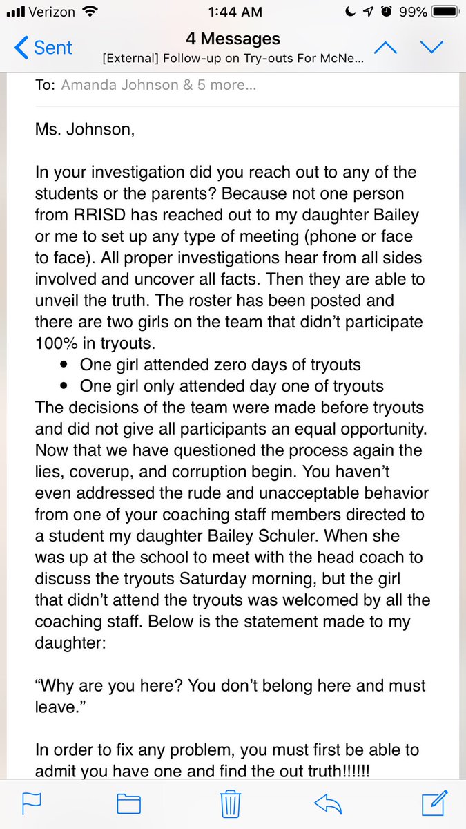 hschuler's tweet image. What do you do if your child is equal opportunity rights have been violated more than once by their high school? 15 numbers go out, but only 13 girls tried out??? Is that fare?@MHSMavs @sfloresRRISD @DwayneWeirich she never had a chance. Team was made before tryouts.