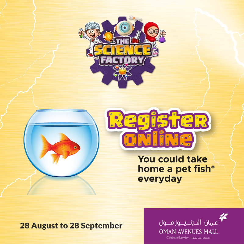 omanavenuesmall's tweet image. Our #ScienceFactory workshop gives you the chance to take home a pet fish everyday ;)
Hurry up and register online to be part of the physics, biology &amp;amp; chemistry workshops at #OmanAvenuesMall ,6 pm onwards
Visit the link to know more : bit.ly/2lAXzs1 
#CelebrateEveryDay