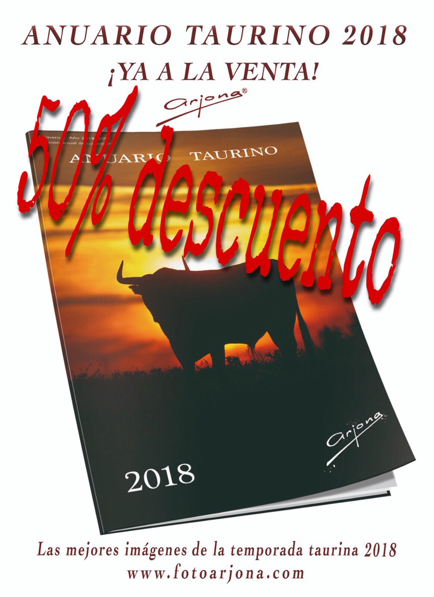 Firma_Arjona's tweet photo. Aprovecha nuestra oferta y adquiere el Anuario Taurino Arjona 2018 a mitad de precio. Una edición de lujo con una selección de las mejores fotografías de la temporada pasada. Consíguelo en: https://t.co/F7utHJDirn

#anuariotaurinoarjona #toros #arte #sialostoros #tauromaquia https://t.co/Jfukywcy7P
