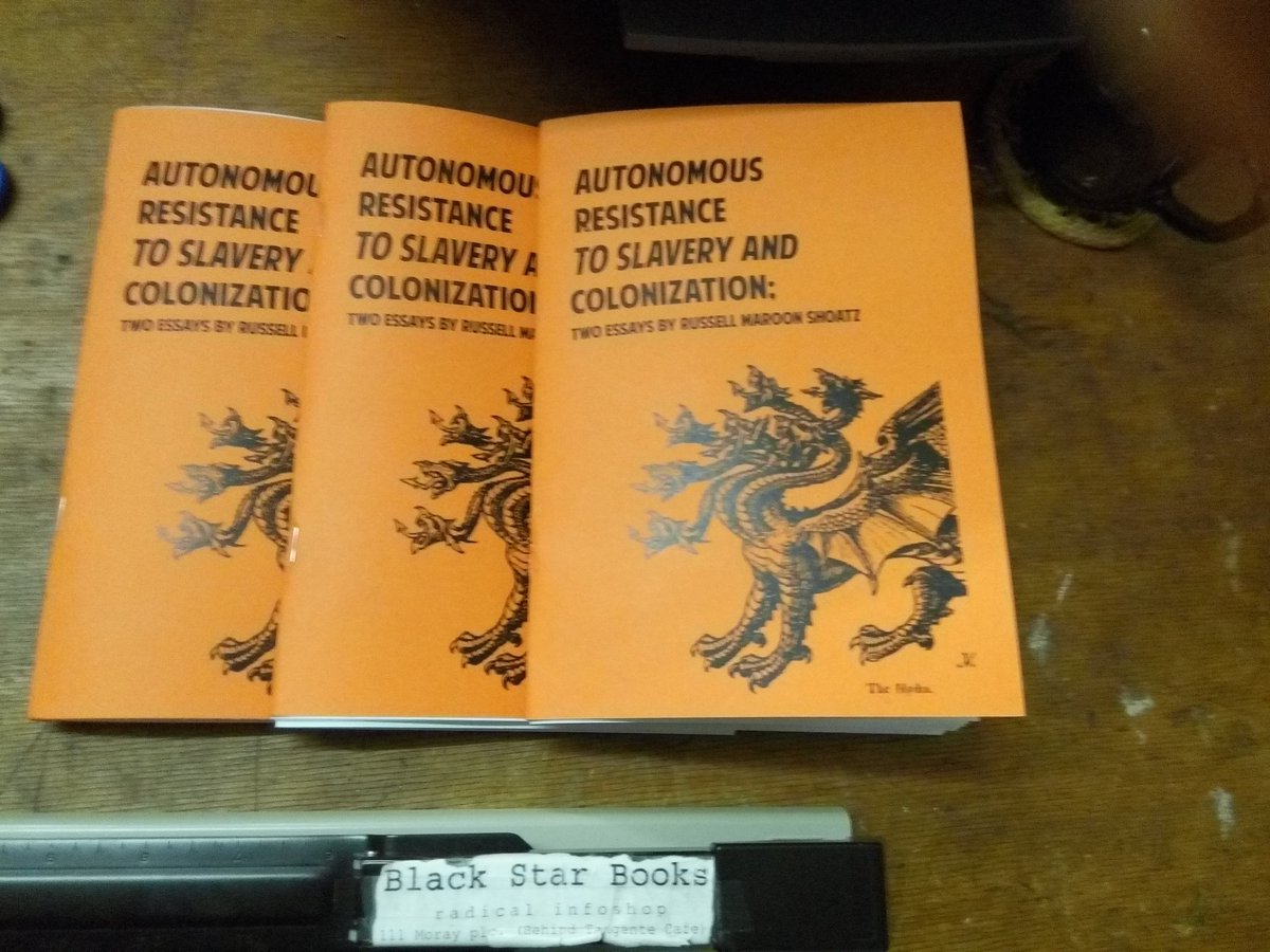 BooksBlackstar's tweet photo. Printing essays by Black Liberationist Russell Maroon Shoatz.
#blackstarbooks #russellmaroonshoatz #zines #anarchistlibrary #radicallibrary #radicalzines https://t.co/KQT3P4FKRX