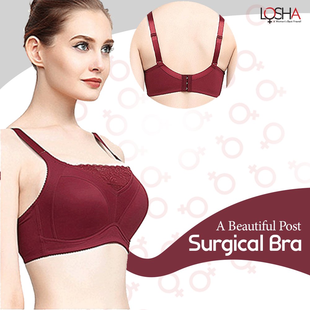 Losha Pakistan on X: Losha offers a wide range of #PostSurgicalbras in  different sizes. This one comes with a pocket. Shop now.   #BraSupport #BreastCancerSurvivor #Support  #RecoveryBra #SurgicalBra #PostopBra #Undergarments