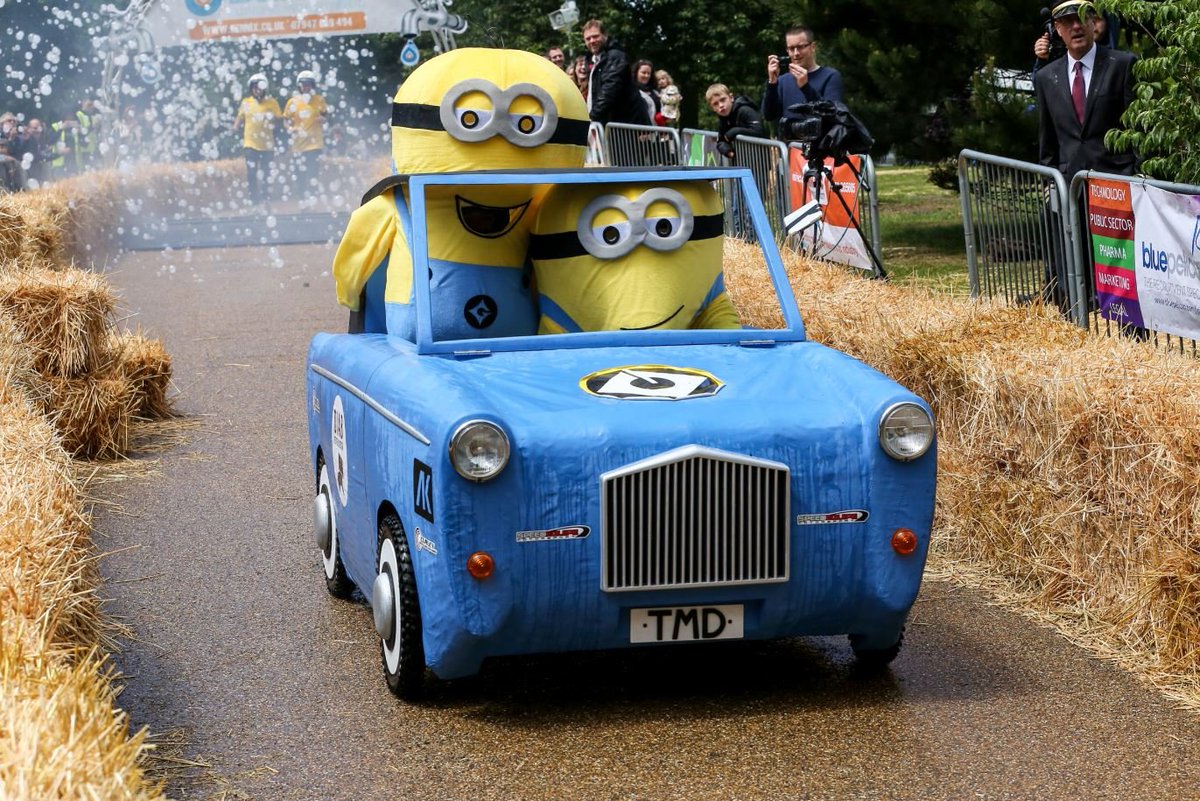 twsoapboxrace's tweet photo. Move fast. Speed is one of your main advantages over large competitors,  Epic Minions car in this years 
#CrazyJeans2019 #CrazyJeans2019 @Taysbucket @hospiceweald @ChattyHatter @CrazyJeans2019 #TunbridgeWells #SoapboxRace https://t.co/daulRZuNXz