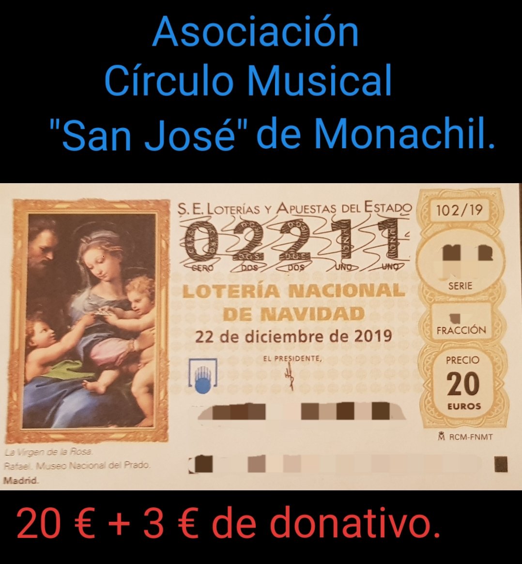 ¡YA TENEMOS #LOTERÍA! Como cada año desde 2017 hemos reservado el número 02211.
La fecha del 22/11 fue declarada por la Unesco como el Día Internacional de la Música y el Día Internacional del Músico.
El año pasado nos dejó 100 € al décimo. ¿Tan cerca y lo vas a dejar escapar?