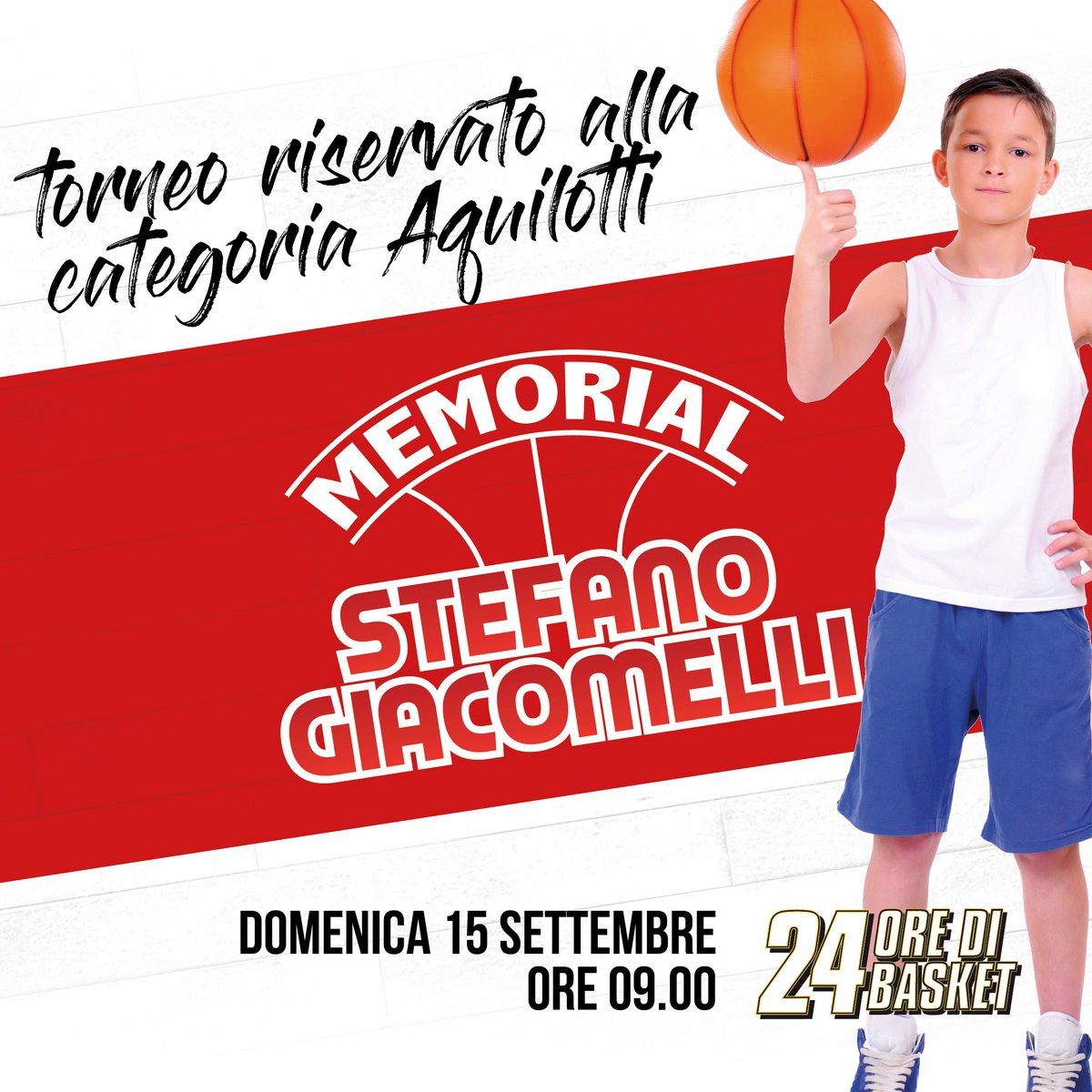 Per il dodicesimo anno a fila siamo lieti di presentare alla #24oredibasket il Memorial “Stefano Giacomelli”, torneo minibasket riservato alla categoria Aquilotti (2008, ammessi 2009).

#sifasulserio