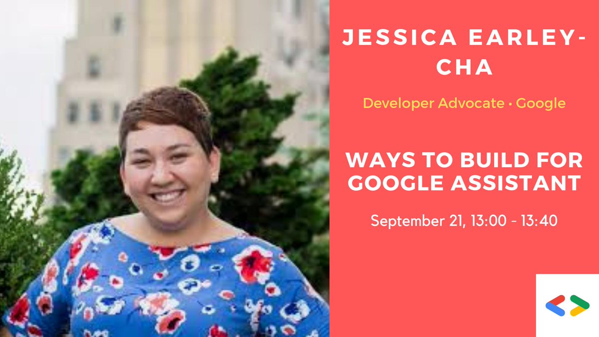 Jessica Dene Earley-Cha is a Developer Advocate for Google Assistant. She loves to connect with developers and explore VUI (voice user interface) to add another dimension to how user interact with technology. <a href="/chatasweetie/">Jessica Dene Earley-Cha</a> #gdg #devfest19 #devfestsf #google