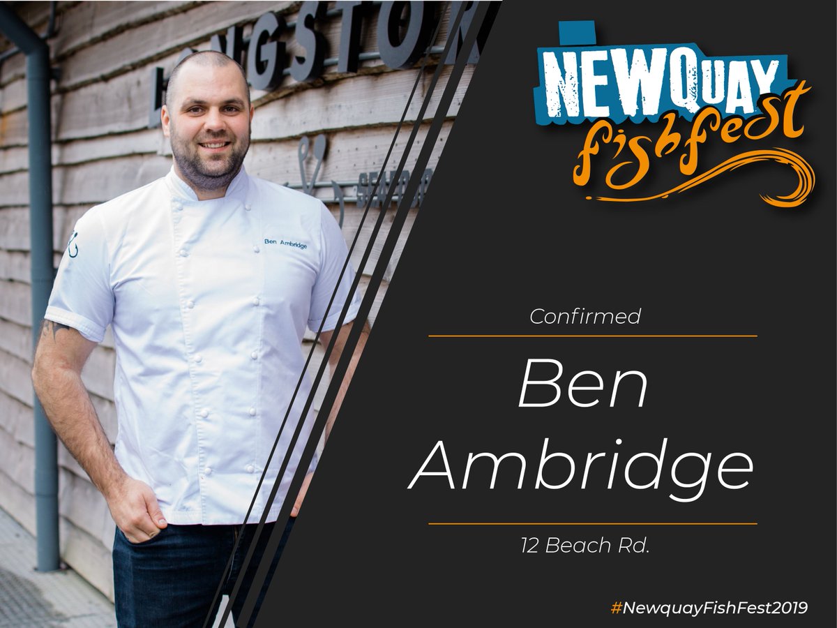 #Newquayfishfestival 2019 13-15th September
Sat 14th 10.30am 
Ben Ambridge Chef from 12 Beach Rd 
Looking forward to seeing one of #Newquay finest doing his stuff on stage.<a href="/JonoG1/">Jon Goodman 〓〓</a> <a href="/BIDNewquay/">Newquay BID</a> <a href="/Tourism_Newquay/">Visit Newquay</a> <a href="/BBCCornwall/">BBC Cornwall</a> <a href="/C365WhatsOn/">Cornwall 365 What's On</a> <a href="/radionewquay/">Radio Newquay</a> @NqVoice