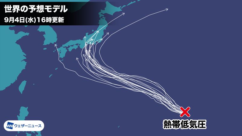 ウェザーニュース On Twitter 台風15号発生か 熱帯低気圧の動向に注意 今日4日 水 に気象庁から 今後24時間以内に台風 に発達する可能性がある として熱帯低気圧情報を発表 現段階での各国気象予測モデルで 週末頃 東海や関東など東日本にかなり近づく結果を