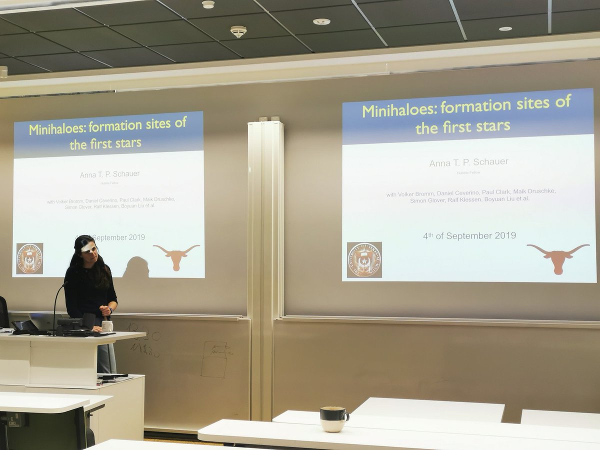 DrJeniMillard's tweet photo. Our seminar today is given by Dr Anna Schauer of the University of Texas, Austin. We're going to learn all about the formation of the first stars! This is a field I don't know a lot about, so I'm excited to see what @atpstars has to offer! https://t.co/2wmLJYlWH1