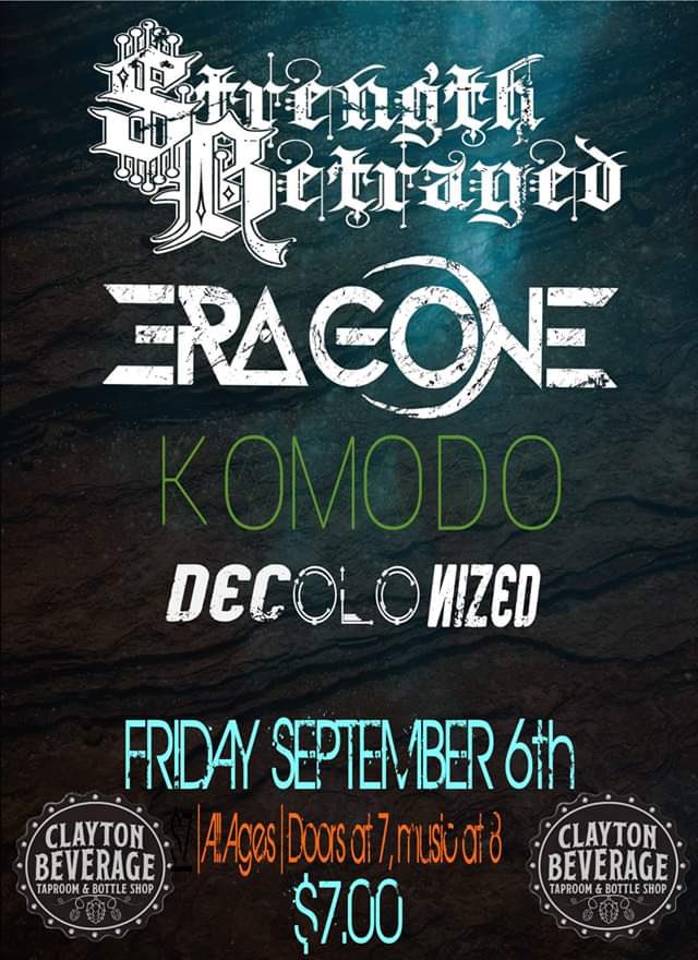 Joins us this Friday at Clayton Beverage in Clayton NC! Doors open at 7! #HardRock #HeavyMetal #WarTorn #StrengthBetrayed