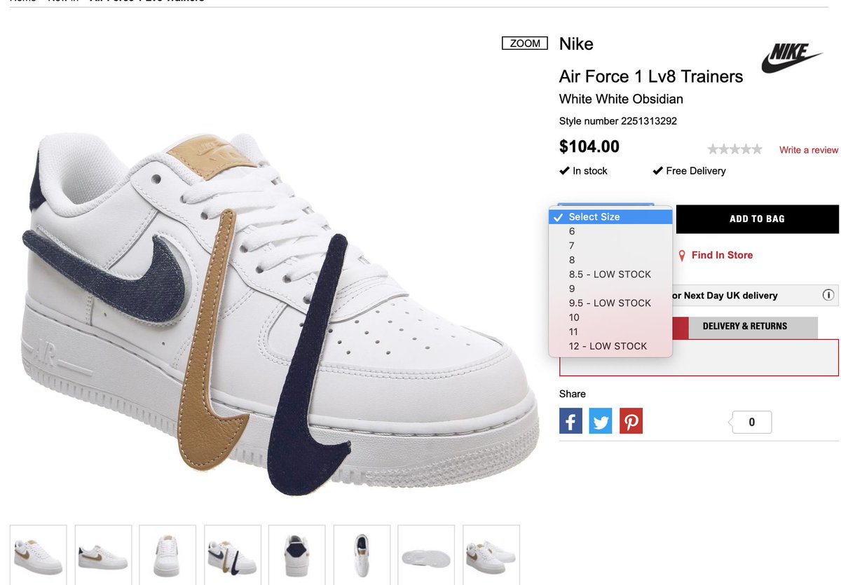 nike air force 1 trainers in white with interchangeable swooshes