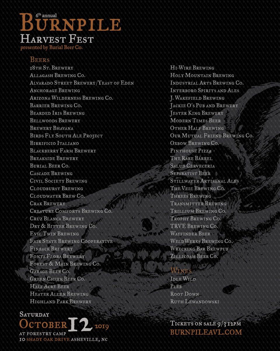 BURNPILE 2019 tickets on sale now. VIP is almost gone but plenty of GA and Concert Only/Designated Driver Tickets. burnpileavl.com.