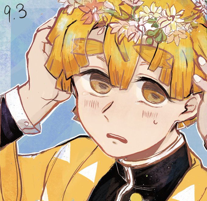 永瀬アラズさんがTwitterに投稿した我妻善逸(鬼滅の刃)のイラスト。