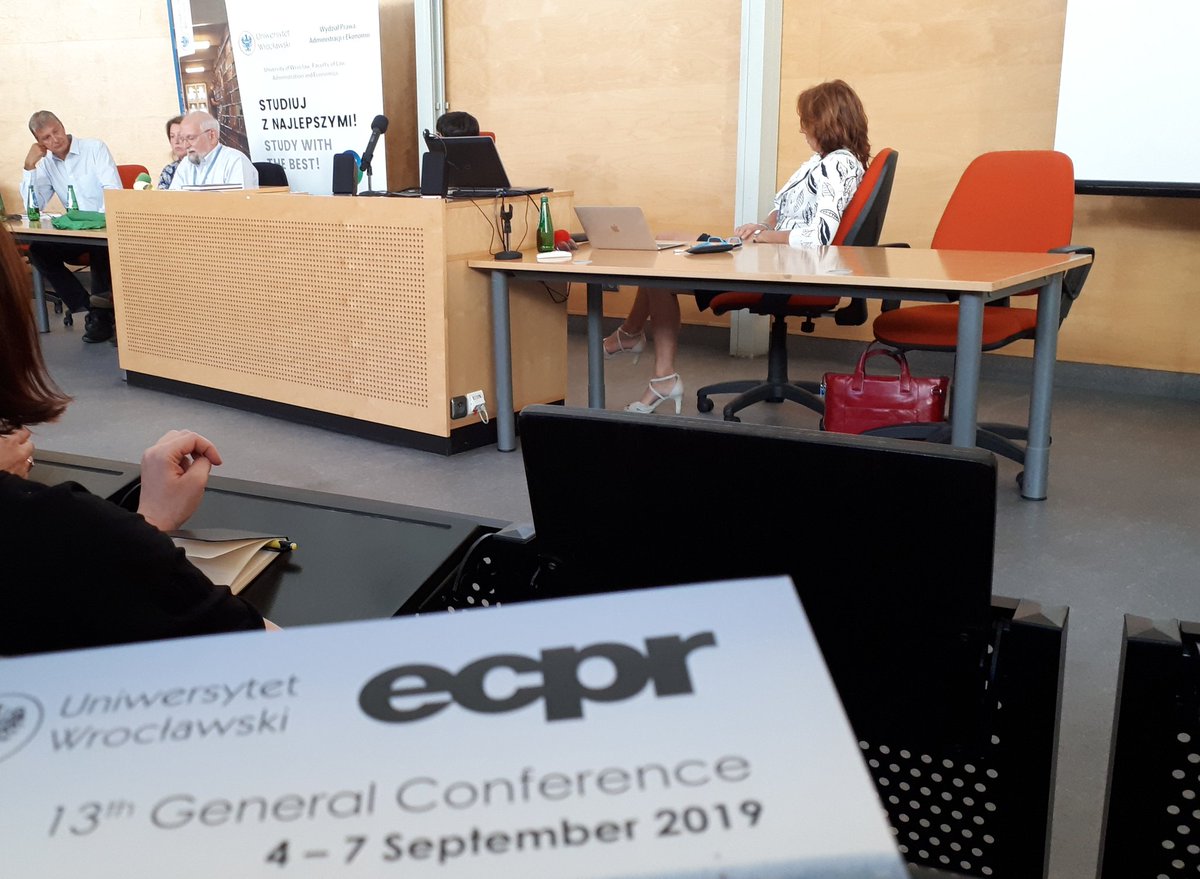 erricalox's tweet photo. Let's start! #ecpr2019 in #Wroclaw. R. #Katz speaks within "#Democracy and #Cartelization of #Political #Parties" featured panel. With S. #Scarrow, @TPoguntke, @anika_gauja and I. van #Biezen. @ECPR @ECPR_SG_Parties https://t.co/kgA1A9hReO