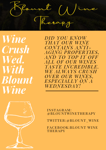 Today is Wine Crush Wednesday!
#winecrushwednesday
#blountwinetherapy
