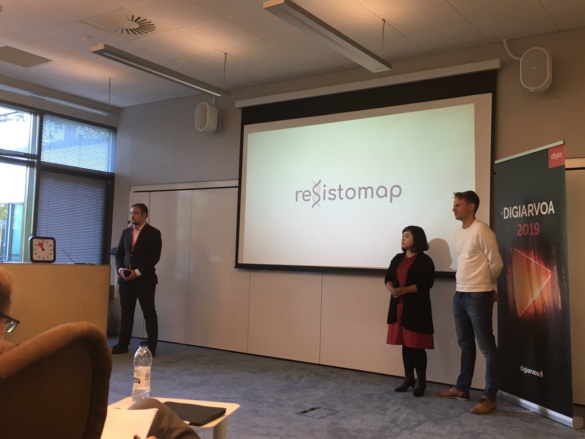 digiaonline's tweet photo. Viimeisenä oman pitchinsä raadille esitti @resistomap. Heidän ratkaisunsa tarkoituksena on  antibioottiresistanssin esiintyvyyden seuraaminen ja analysoiminen globaalisti. Tutustu ratkaisuun: https://t.co/OxSMEjo8oO #digiarvoa2019 #digiarvoa https://t.co/jMqItNlj3f