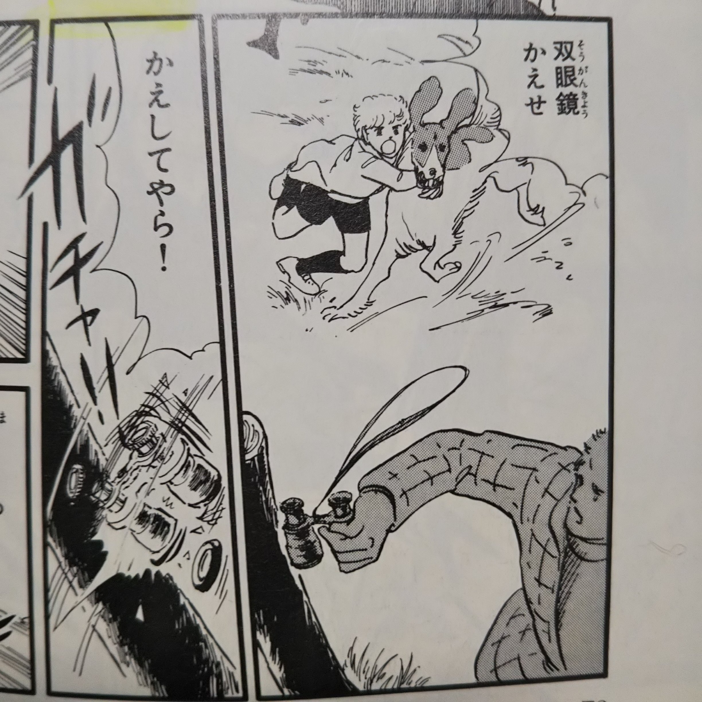 しとり 萩尾望都の 訪問者 物語終盤 父グスタフと旅を続けるオスカーはチンピラに絡まれ グスタフから買って貰った双眼鏡を壊される 壊れた双眼鏡はグスタフの眼病が進行して失明の危険が迫っていることや それによって二人の旅の先行きが見通せ