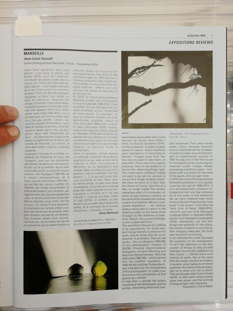 DERNIER JOUR !
L'exposition Jean-Louis Garnell ferme ses portes ce soir. Finissage et nocturne exceptionnelle. Sinon vous devrez lire le très bel article d'Anne Bertrand dans le tout dernier numéro d'Artpress...
#centrephotomarseille