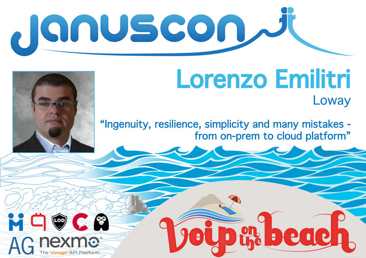 queuemetrics's tweet photo. Lorenzo Emilitri @lenz , founder &amp; CEO of #Loway, will speak about transition from on-prem to cloud platforms at #JanusCon 2019 Italy

more infos at https://t.co/mY3GsmnS6Q https://t.co/uukzabNH2L
