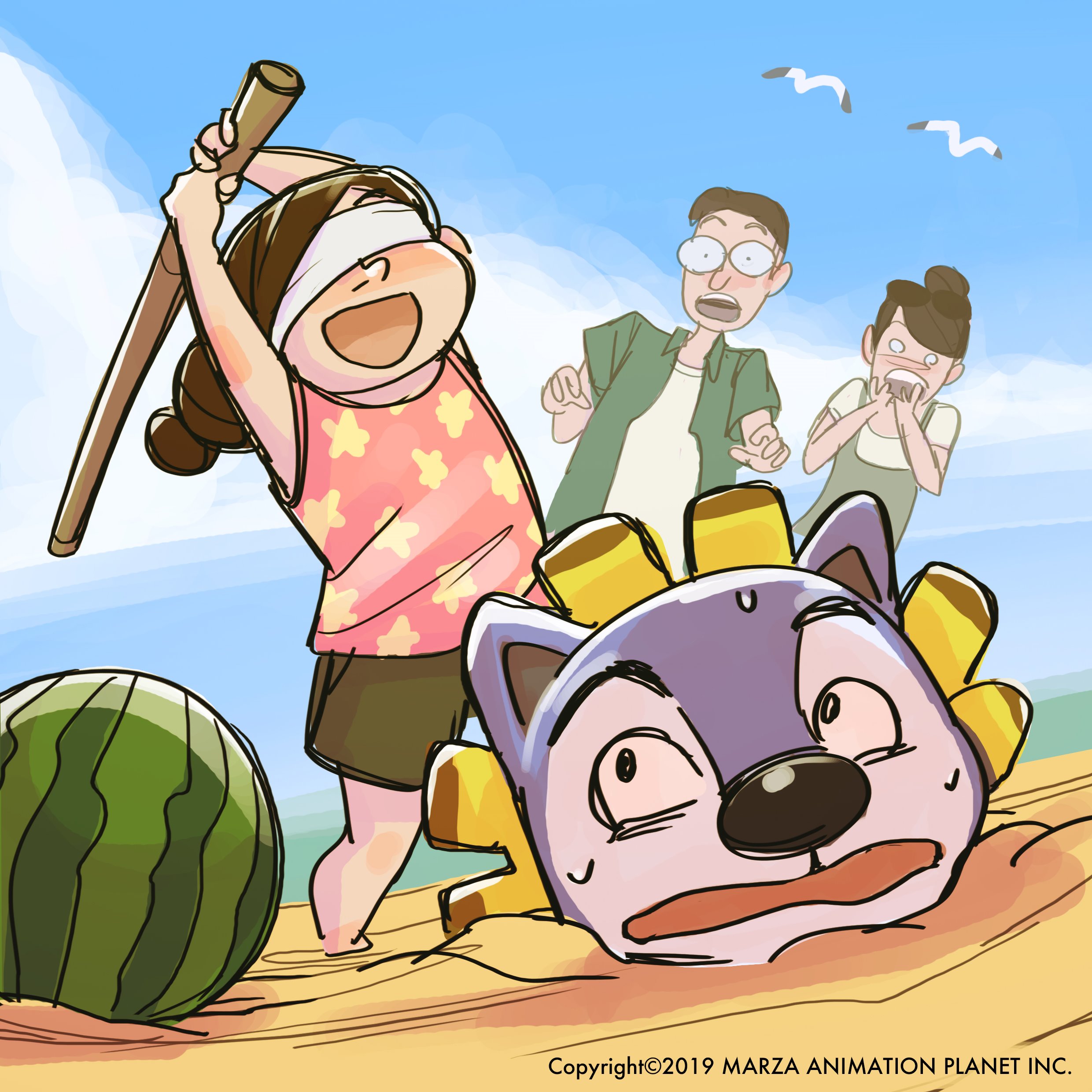 Marza Staff 夏休みはたくさん遊びましたか Did You Play A Lot During The Summer Vacation 夏休みの思い出 Summervacation スイカ割り スイカじゃないよ 海 イラスト Illustration T Co Svwgachzdl Twitter