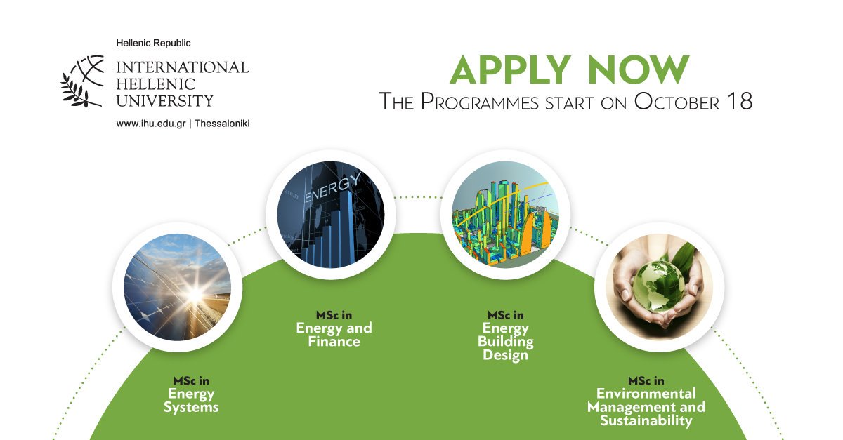 Apply for IHU’s School of Science and Technology Energy &amp; Environment related MSc Programmes and become a highly-skilled Specialist.

Apply now @ ihu.edu.gr
#IHU, #Energy, #Environment , #MSc