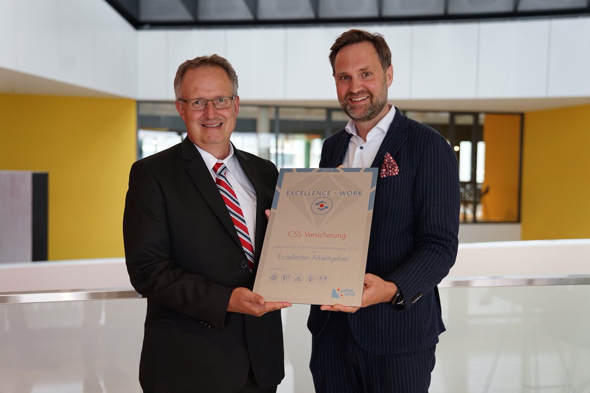 CSS_deutsch's tweet photo. Für die CSS zu arbeiten, macht Spass und motiviert! Wir erhalten auch 2019 die Auszeichnung „Exzellenter Arbeitgeber“ von ValueQuest, einem schweizweit führenden Anbieter im Bereich von Mitarbeitendenbefragungen. #work4css https://t.co/yWilQn4KO1