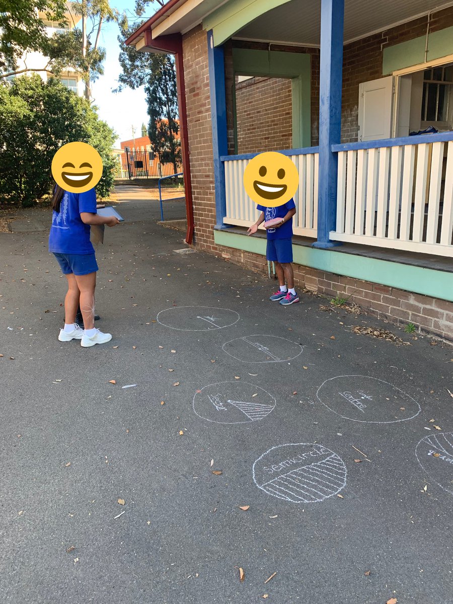 Maths groups with <a href="/MissAChen/">Angela Chen</a> means we are out in the beautiful sun drawing the parts of a circle using chalk and creating videos to explain each part ! ☀️🎬