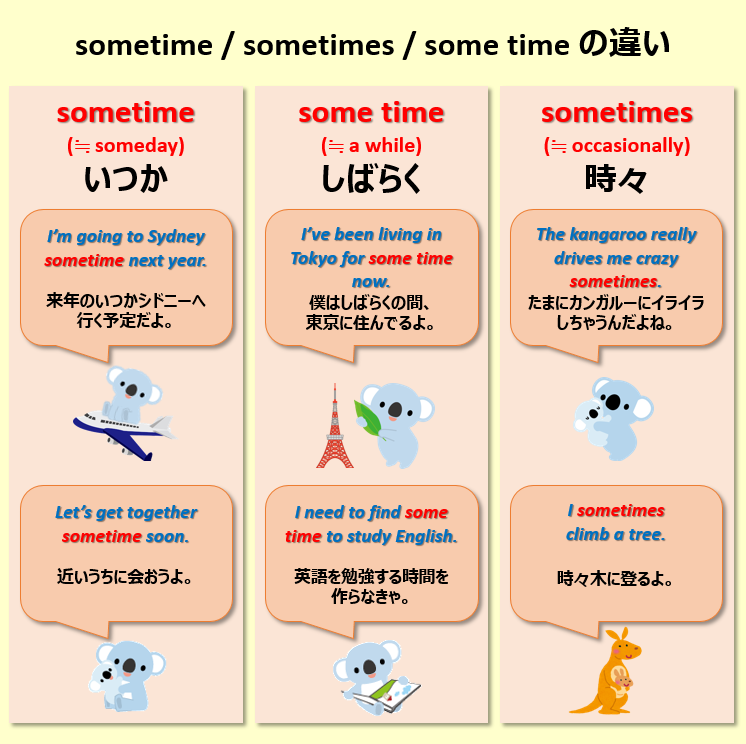 こあたん こあらの学校 Sometime Sometimes Some Time の違い こあたん こあらの学校 Sometime Sometimes Some Time の違い