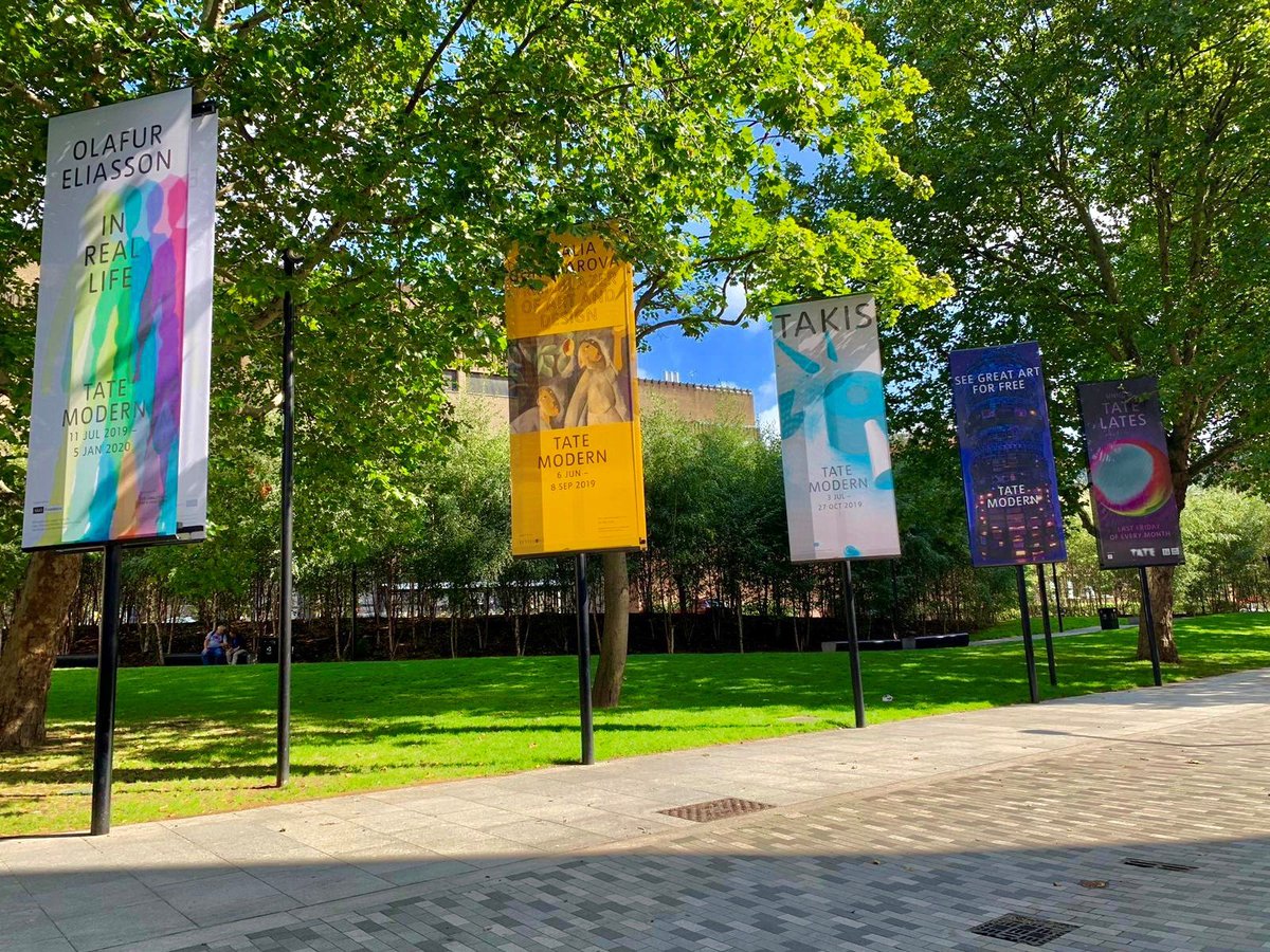 PraxisLimitedUK's tweet photo. @praxisgraphics latest install of exterior mesh #banners into Praxis #Manifest #banner display system https://t.co/Ig95NI7aqt for @Tate Modern featuring current and upcoming exhibitions. #olafureliasson #TateModern #TakisTateModern #nataliagoncharova #PraxisLimited #Praxis https://t.co/03OxRvMuLp