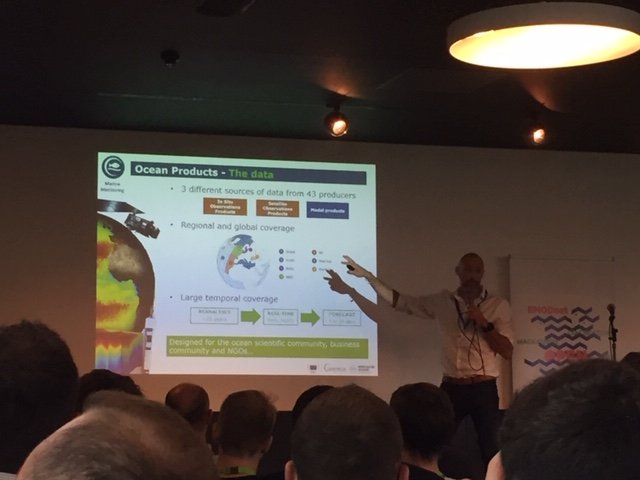 EMODnet's tweet image. We are thrilled to collaborate with @CMEMS_EU and @ICES_ASC for @OpenSeaLab 2019: Pascal Derycke, Technical Coordinator #EMODnet Secretariat; Neil Holdsworth, Head of Data at @ICES_ASC and Fabrice Messal, Head of Training and Communications @CMEMS_EU showcase data + products