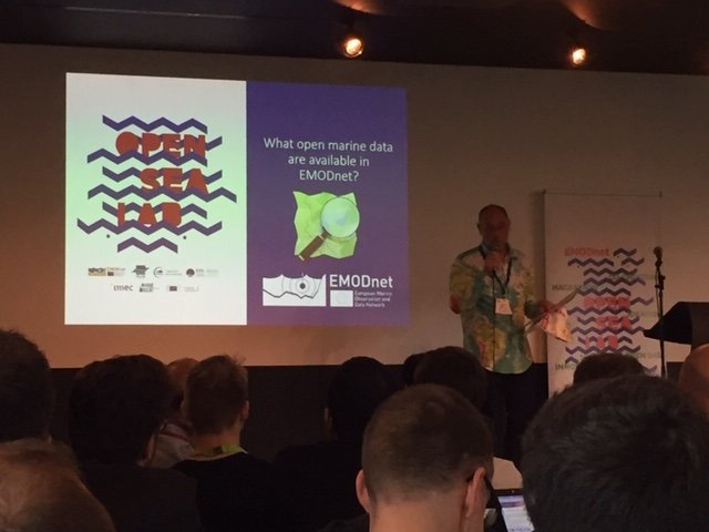 EMODnet's tweet image. We are thrilled to collaborate with @CMEMS_EU and @ICES_ASC for @OpenSeaLab 2019: Pascal Derycke, Technical Coordinator #EMODnet Secretariat; Neil Holdsworth, Head of Data at @ICES_ASC and Fabrice Messal, Head of Training and Communications @CMEMS_EU showcase data + products