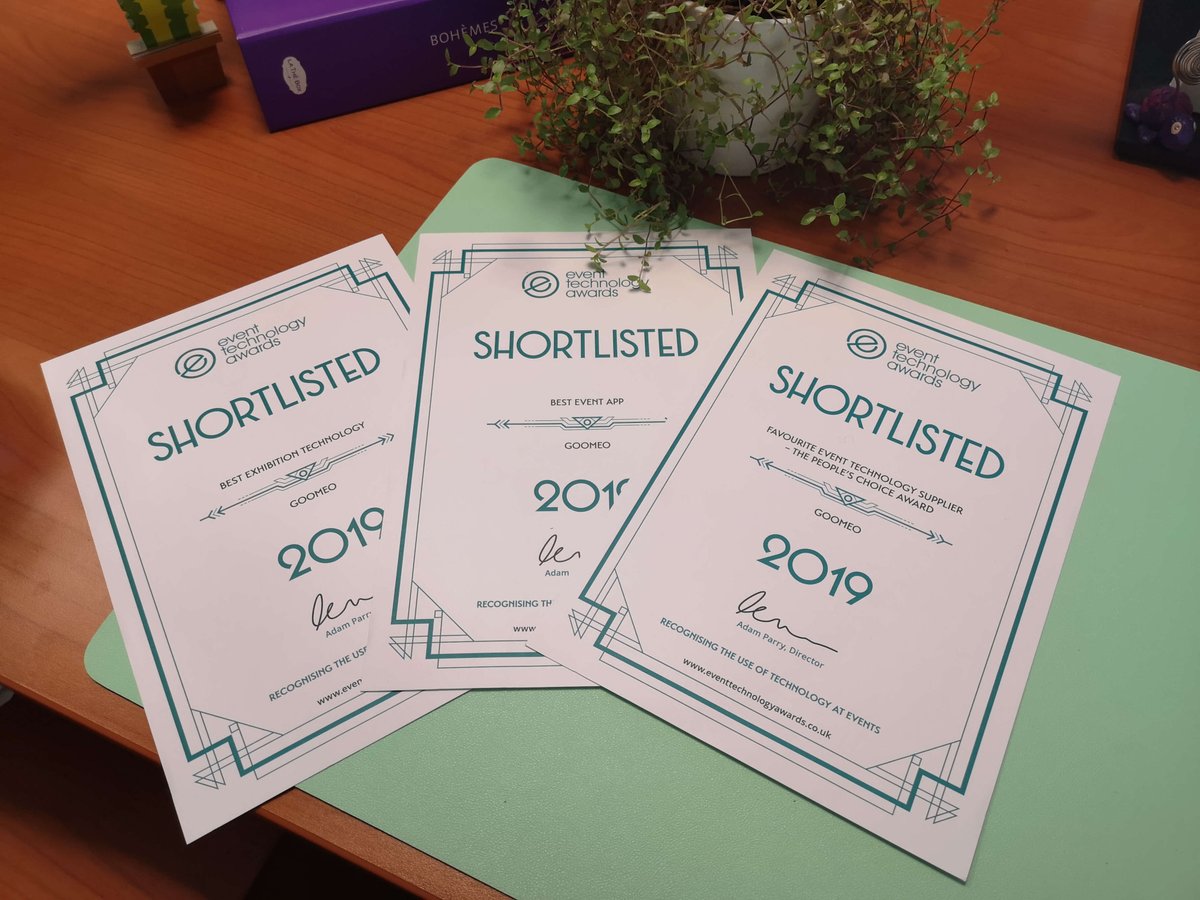 We felt so good when receiving the official "SHORTLISTED" documents from The Event Technology Awards!
Hope we will get your vote to win the People's Choice Award on November 6th in London :-) #ETAwards19

eventtechnologyawards.co.uk/2019/en/page/p…