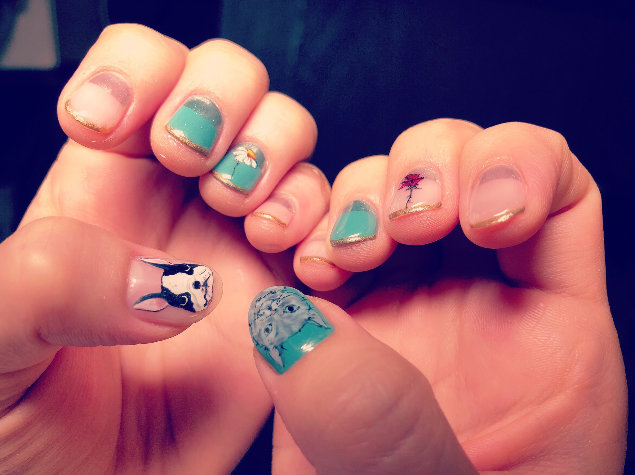 森 恵 シンガーソングライター Twitterissa ９月のnew Nail 右手に猫 左手に犬 可愛すぎるー ギター用ネイル ジェルネイル 犬ネイル 猫ネイル Nailsalontria T Co 5gr2lqibgp Twitter