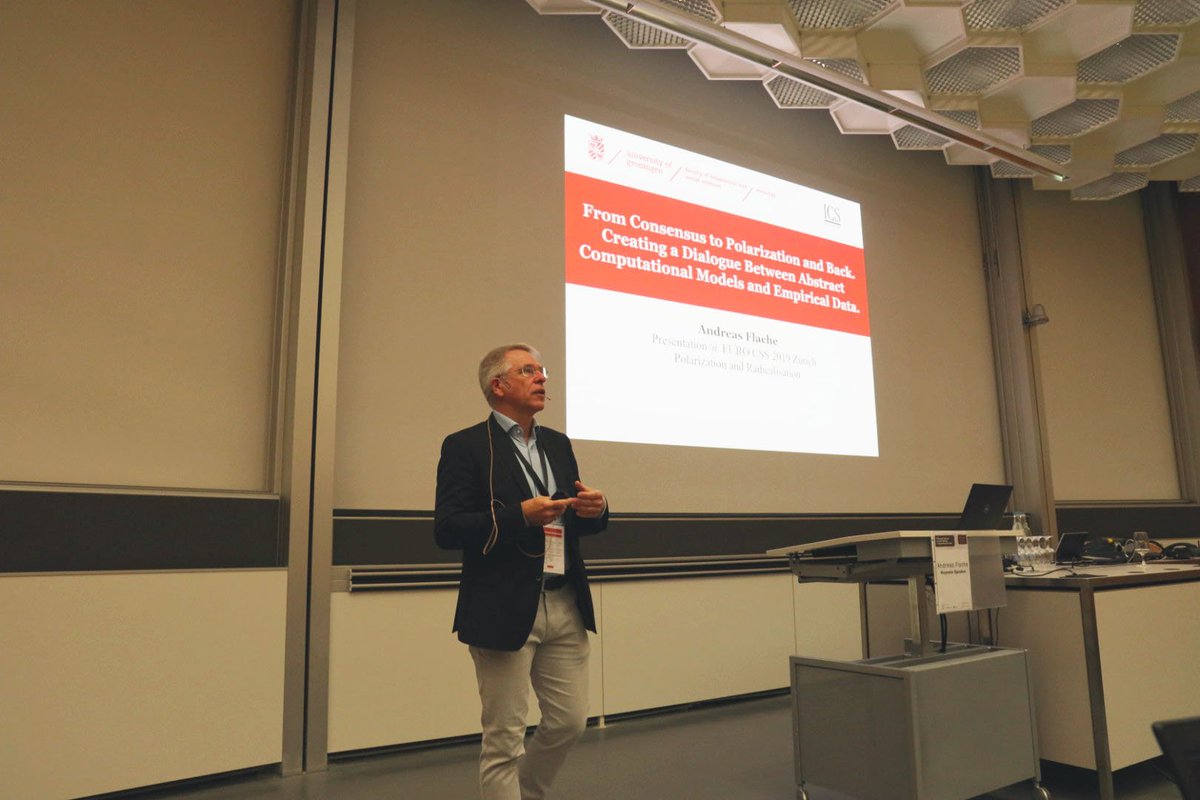 euro_css's tweet photo. Andreas Flache's #eurocss keynote From Consensus to Polarization and Back. Creating a Dialogue Between Abstract Computational Models and Empirical Data, with @CarterButts as discussant https://t.co/3E4uUhaoQv