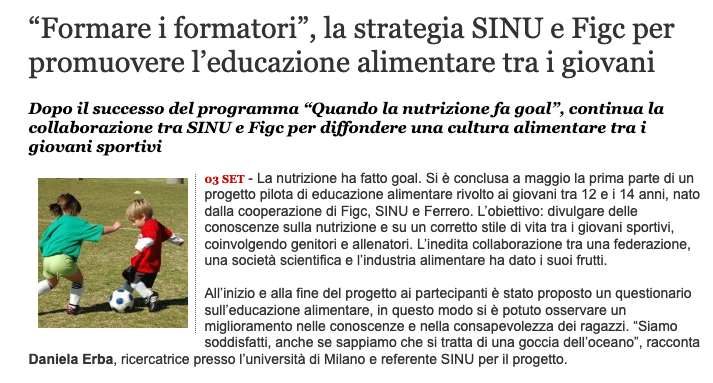 “Formare i formatori”, la strategia <a href="/SINU_Italia/">SINU (Italian Society of Human Nutrition)</a> e <a href="/FIGC/">FIGC</a> per promuovere l’#educazione #alimentare tra i #giovani! Leggi l'articolo di <a href="/QSanit/">Quotidiano Sanità</a> ➡️ quotidianosanita.it/cronache/artic…