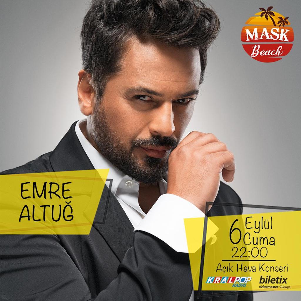 Emre Altuğ, 6 Eylül Cuma günü Mask Beach'te sahnede! <a href="/emrealt/">Emre Altuğ</a> #kralmüzik