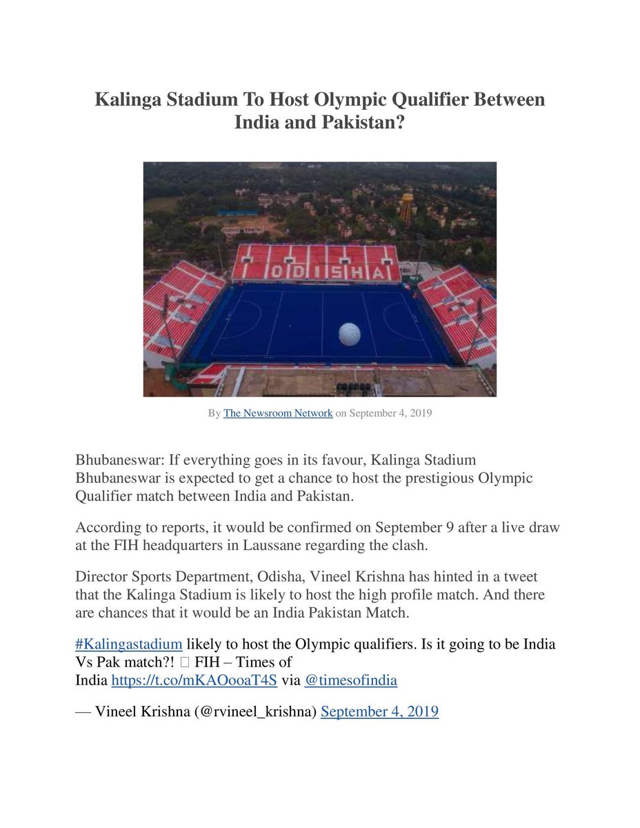 PrafullaBiswal3's tweet photo. Kalinga Stadium To Host Olympic Qualifier Between India and Pakistan? https://t.co/GWBSWO1HP3