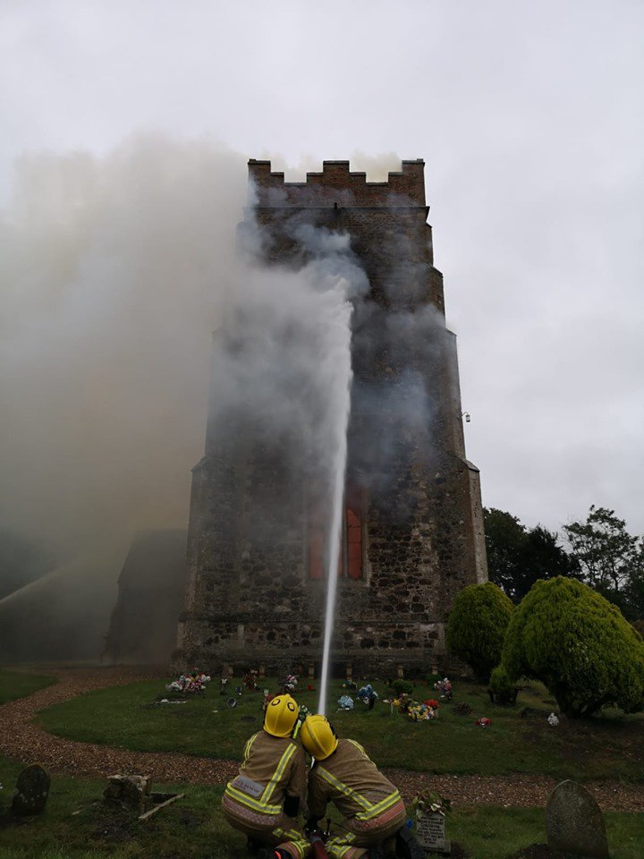 TheCCT's tweet image. Horrific #fire at St Mary's, #Wimbotsham this AM. Thankfully no one hurt but devastating to see this at a #Historic #Church following #NotreDame. Our thoughts are with the community affected by this #fire &amp;amp; we will offer support to the church if asked @DioceseofEly @Norfolkfire