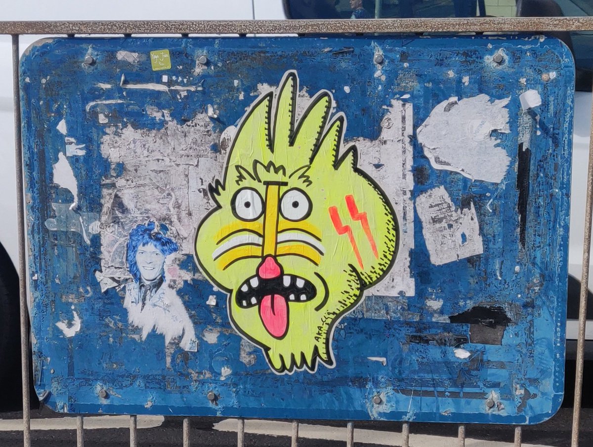 SinnaOne's tweet image. Superb free-hand character pasteup by colourful cartoonist, Aka Clo and a mini Postman art Photoshop rework paste up. #MakingBrightonbeautiful.