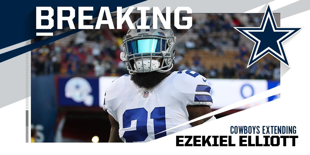 The @dallascowboys and RB @EzekielElliott agree on a 6-year, $90M extension that makes him the highest-paid RB in the NFL. (via @RapSheet + @SlaterNFL)